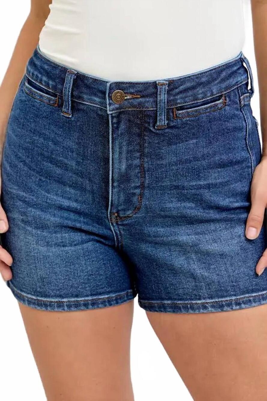 NEW JUDY BLUE high waisted slim short in medium wash